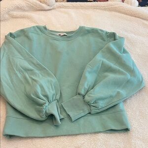 Mint Green Puff Sleeve Sweatshirt